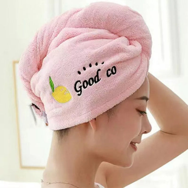 100% PURE COTTON HEAD WRAP CAP TOWEL TURBAN QUICK HAIR DRYING 500GMS BUTTON HAT